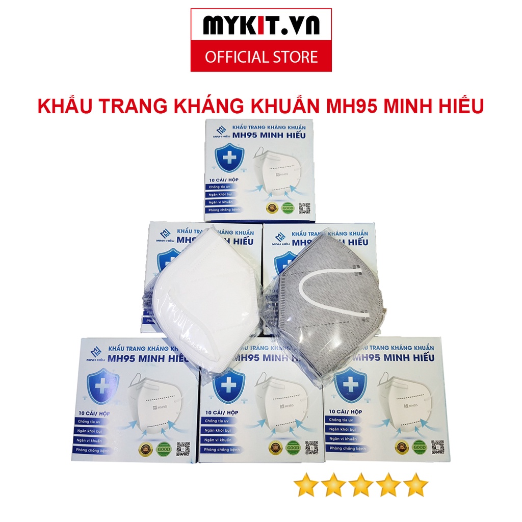 Hộp 10 chiếc khẩu trang MH95 MINH HIẾU có 5 lớp chống bụi và kháng khuẩn, khẩu trang y tế người lớn