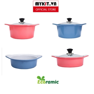 nồi Lẻ Nhiều size Ecoramic Hàn Quốc phủ 5 lớp chống dính ceramic siêu bền /HÀNG CHÍNH HÃNG- Mykit Store - XANH - 24 CM